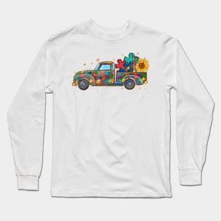 Puzzle Truck Car Autism Awareness Gift for Birthday, Mother's Day, Thanksgiving, Christmas Long Sleeve T-Shirt